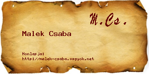 Malek Csaba névjegykártya